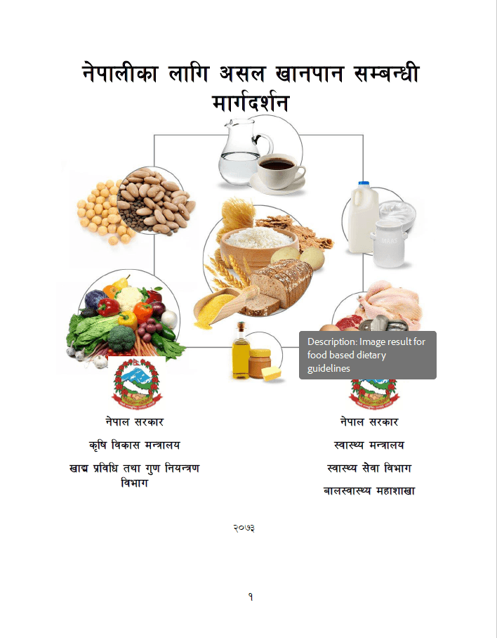 Food Based Dietary Guideline for Nepalese 2073 B.S.